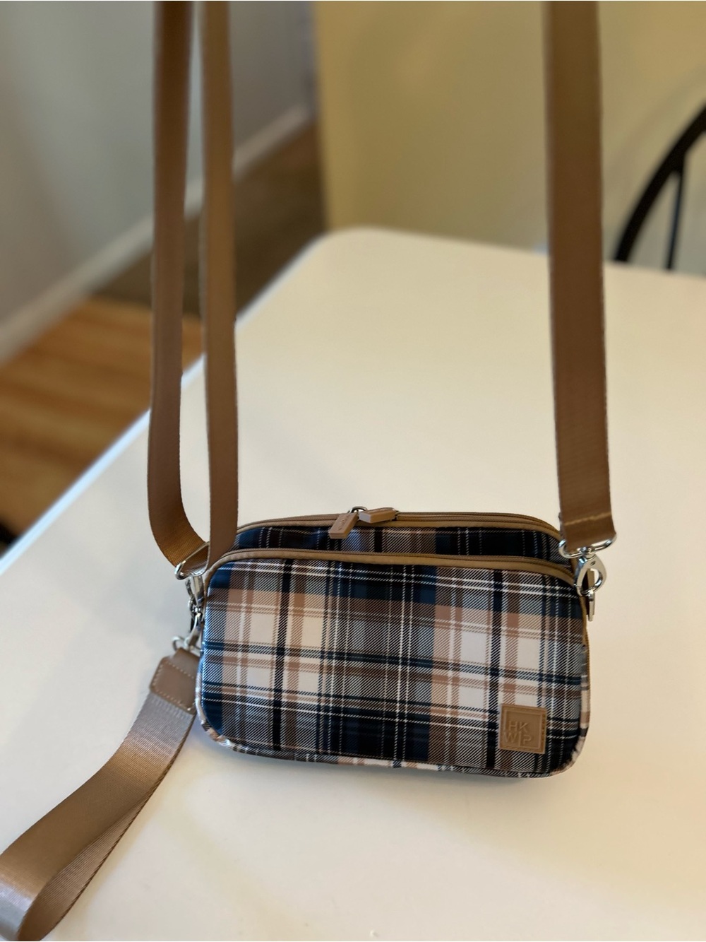 IHKWIP east west crossbody bag with 2 detachable straps in Positively Plaid
